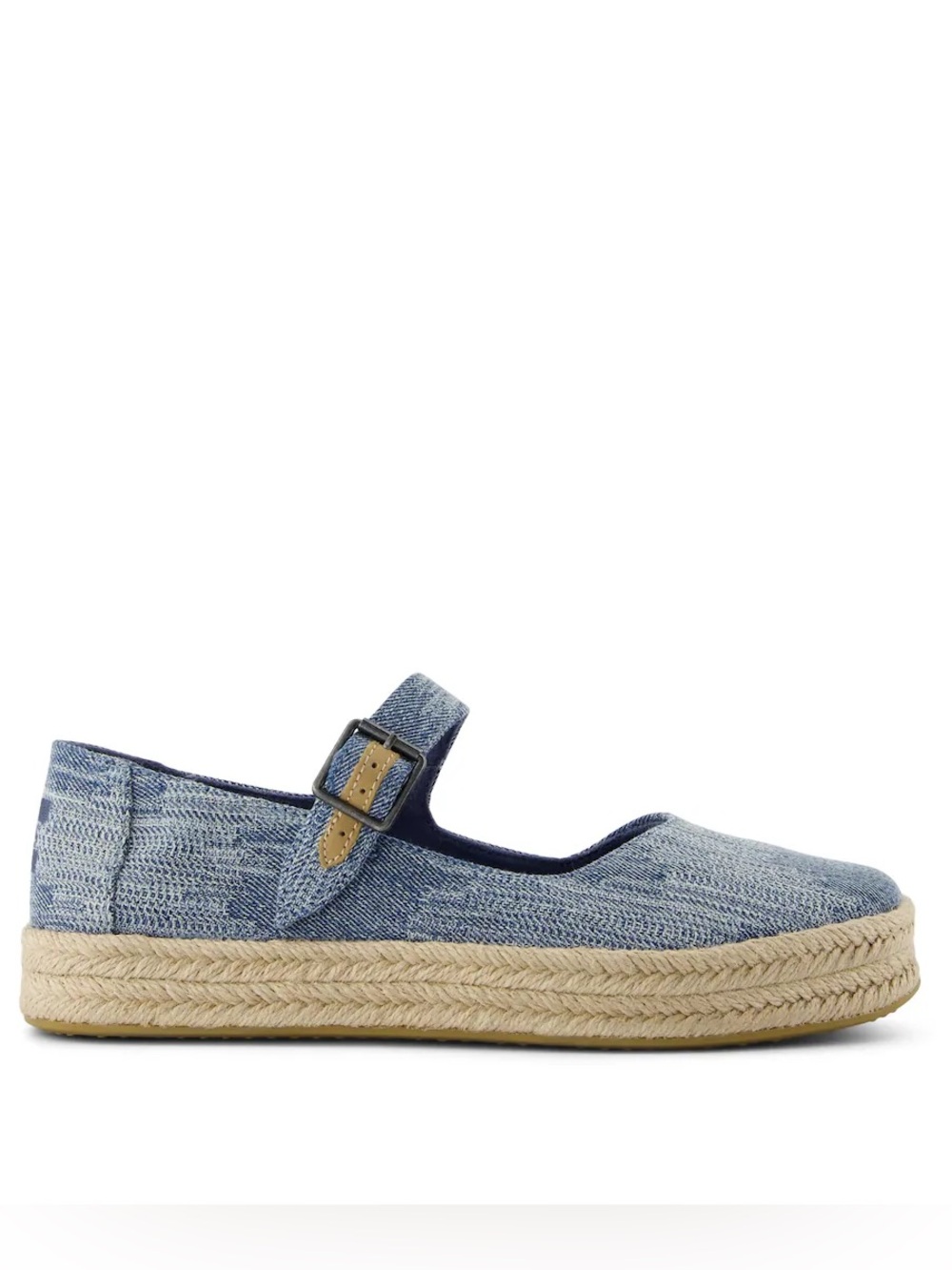Toms Light Blue Denim Mary Jane Espadrille Platform Shoes - Picture 4 of 6